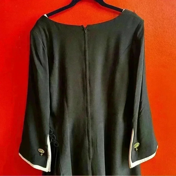 Vintage Jacques Fath Paris Neiman Marcus back and white silk dress size 12 - Picture 4 of 11